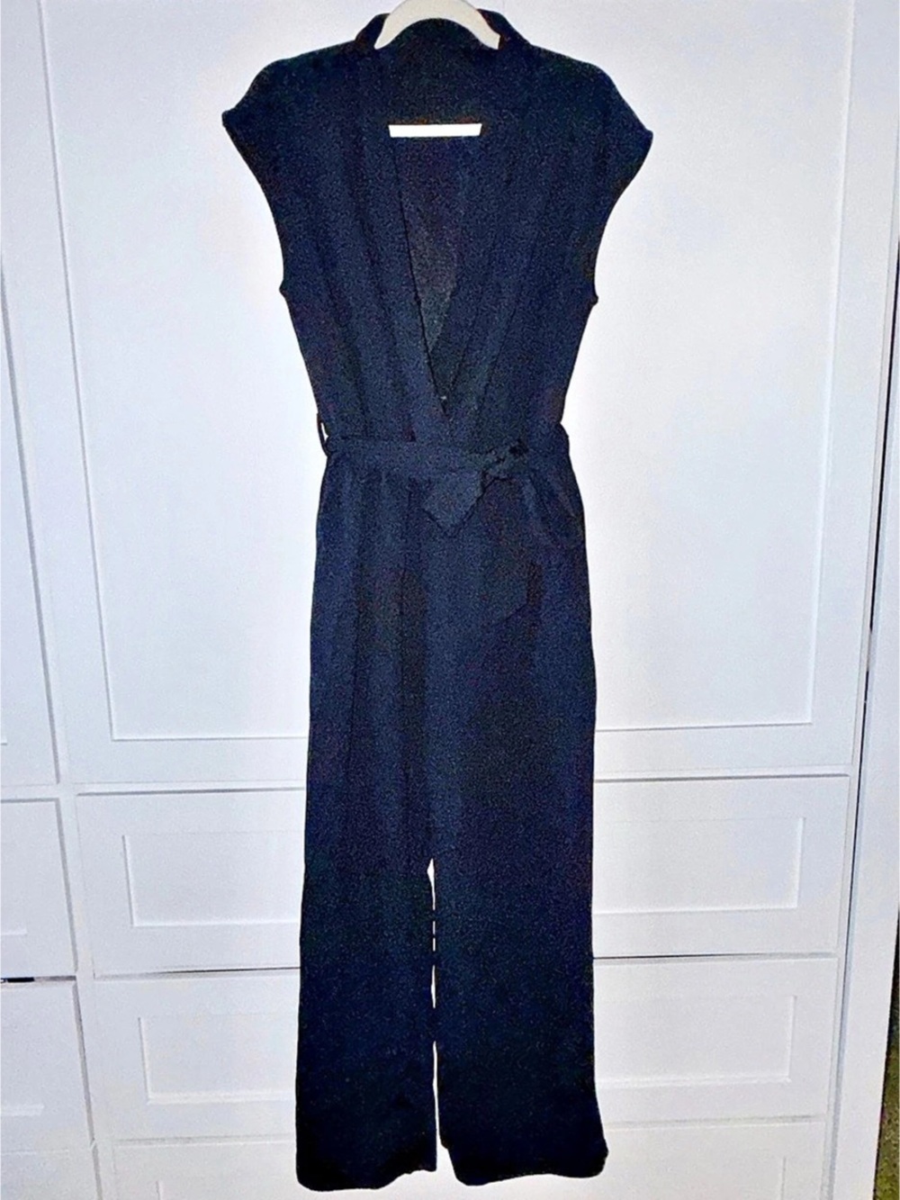 Black Wrap Wide Leg Jumpsuit Size Large